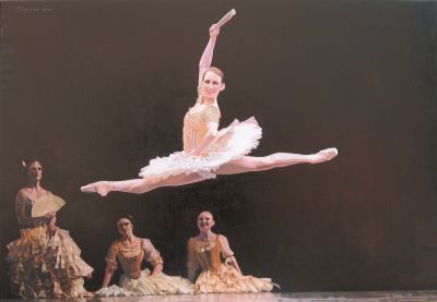 Balerina u skoku - ulje na platnu 73,5x196,5